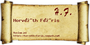 Horváth Fóris névjegykártya